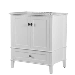 31 in. W x 36 in. H x 22 in. D Single Bathroom Vanity in White with White Quartz Top with White Basin