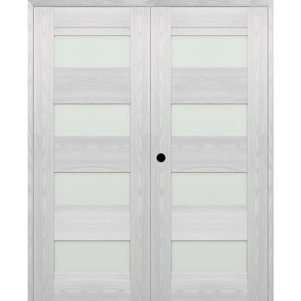Vona 07-08 36 in. x 96 in. Right Active 4-Lite Frosted Glass Ribeira Ash Wood Composite Double Prehung Interior Door