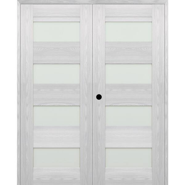 Belldinni Vona 07-08 36 in. x 84 in. Right Active 4-Lite Frosted Glass Ribeira Ash Wood Composite Double Prehung Interior Door