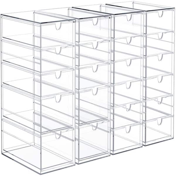 Stackable Organizer Storage Decore Drawers, Clear - 22 Drawers