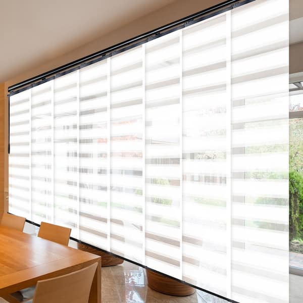 EMOH Spotlight 130 in. to 175 in. W x 94 in. L Adjustable 8-Panel Black Double Rail Panel Track with 23.5 in. Slates