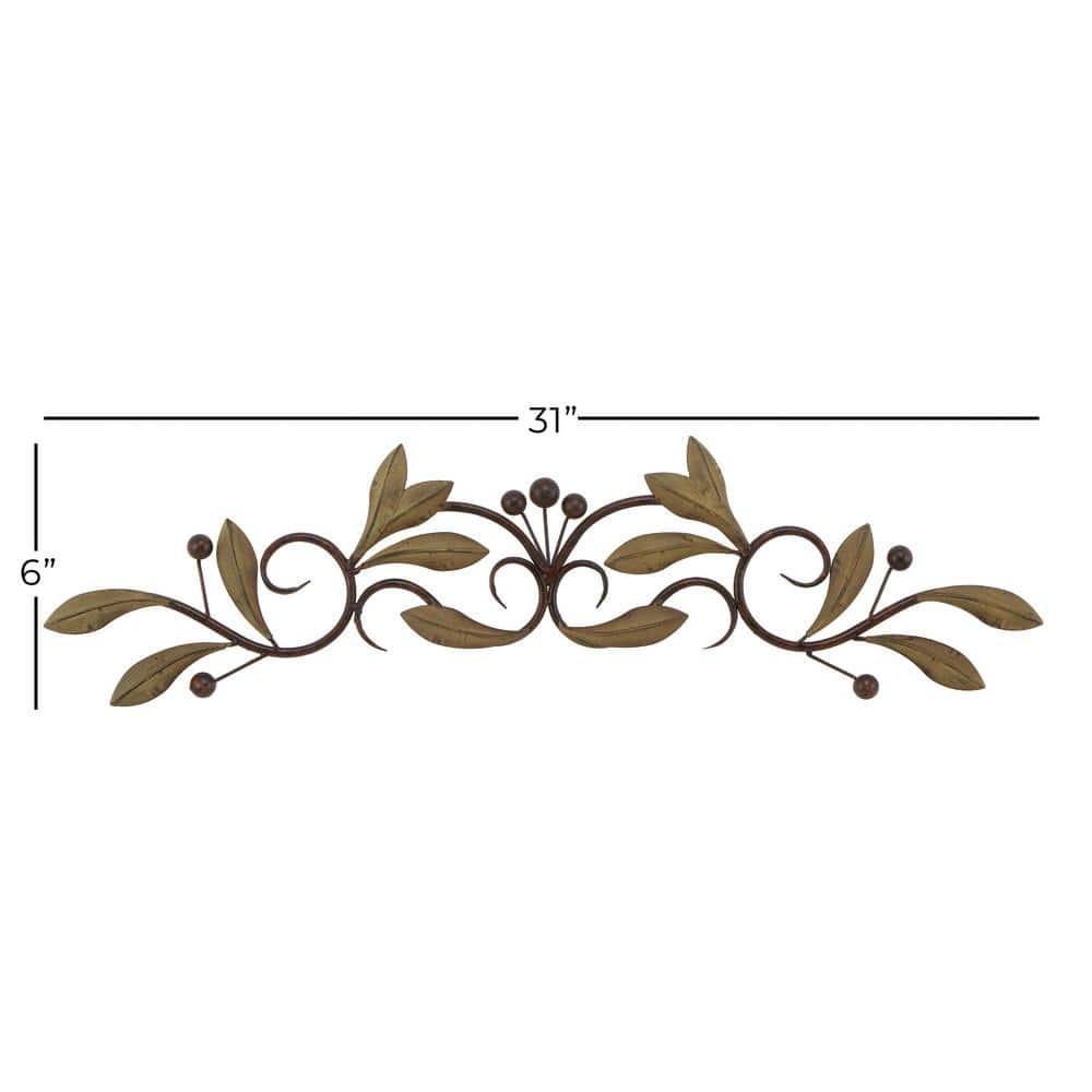 Green and Brown Metal Leaf Wall Mounted Figurine