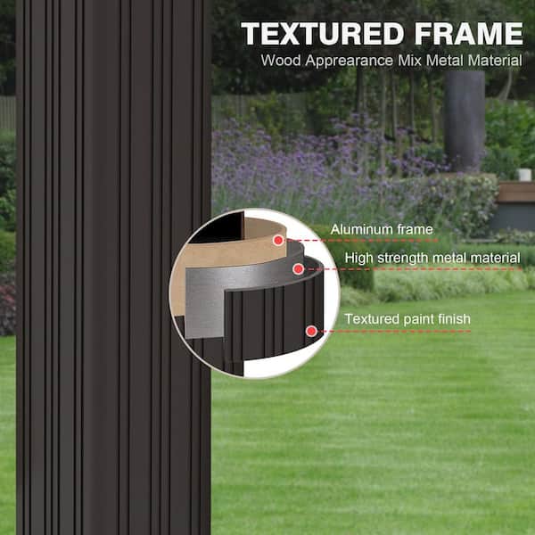 12 ft. x 20 ft. Aluminum Frame Hardtop Gazebo Double Iron Roof Gazebo with Mesh and Curtains