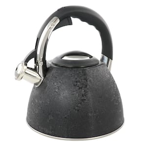 3 qt. 12 Cups Stainless Steel Whistling Tea Kettle with Stay Cool Handle in Black