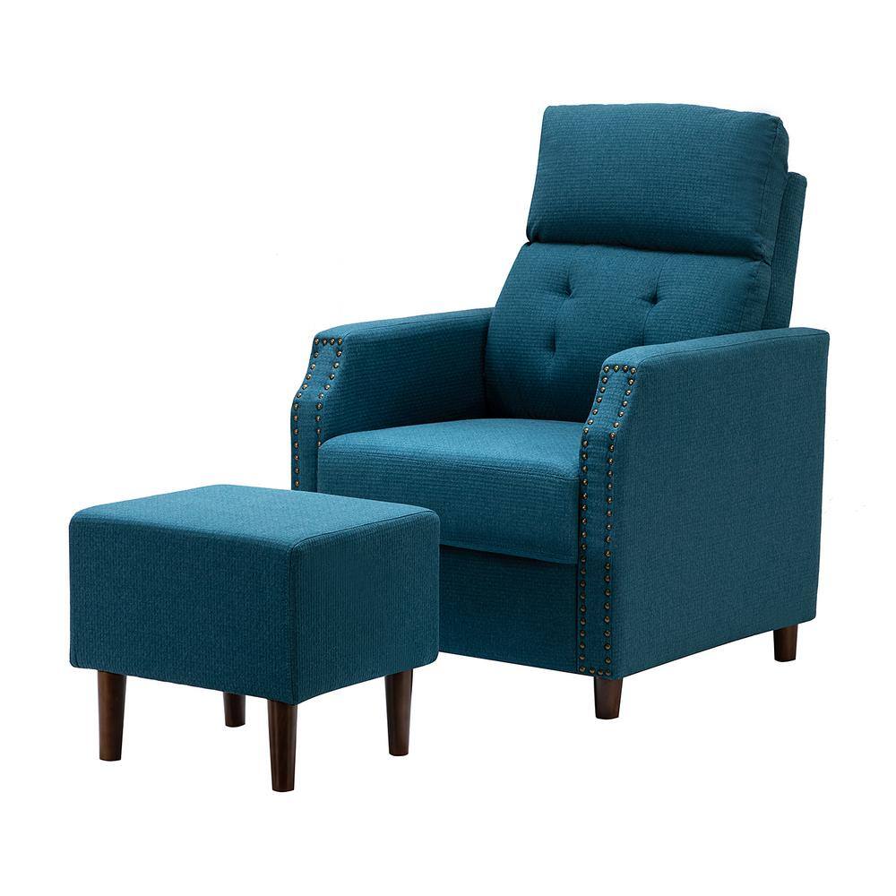 JAYDEN CREATION Isai A S Tufted Cotton Blend Reclining Navy Lounge   Navy Jayden Creation Accent Chairs Chln0282 Navy 64 1000 