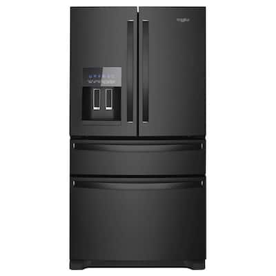 36 in. 24.5 cu. ft. Wide French Door Bottom Mount Refrigerator in Black with Maximum Ice Capacity