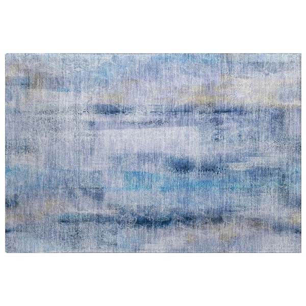 Dream Shag Premium Machine Washable Abstract ADS537 Blue 3 ft. x 4 ft. Area Rug