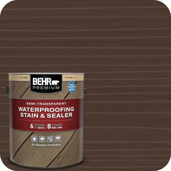 BEHR PREMIUM 1 gal. #ST-201 English Brown Semi-Transparent Waterproofing Exterior Wood Stain and Sealer