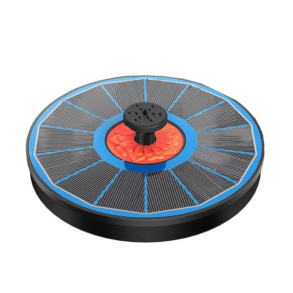 Black Solar Bird Bath Fountain Pink Flower Glass Solar Panel Water Pump 8 Spray Patterns with Filtering Protection