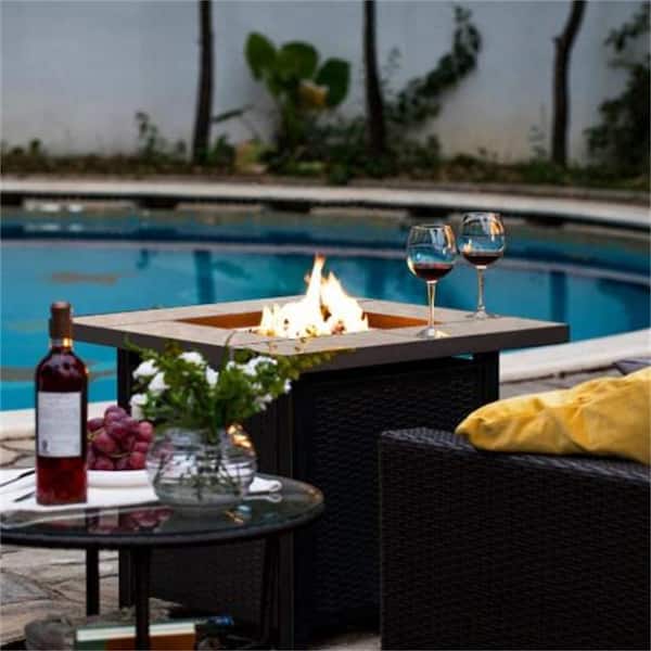 Afoxsos Black 5-Piece Metal Patio Fire Pit Set with Chairs