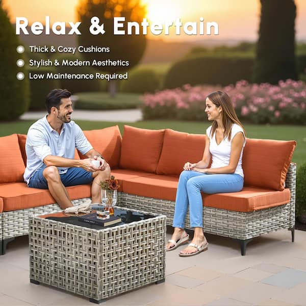 HOOOWOOO Howell 10-Piece Wicker Outdoor Patio Conversation