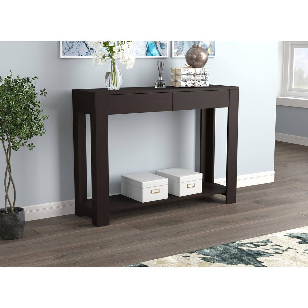 Cappuccino Elegance 40" Wood Console Table with Storage Drawers