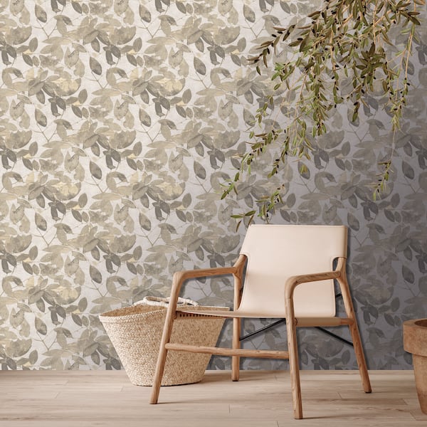 Beech Leaves Warm Taupe Wallpaper