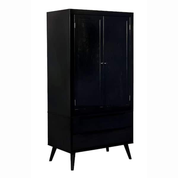 Furniture of America Mackie Black Wood Armoire with 2-Drawer (73 in. H x 36 in. W x 22 in. D)