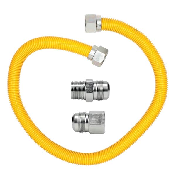 Cambridge 1 in. OD x 3/4 in. MIP x 3/4 in. FIP x 36 in. Stainless Steel Yellow Coated Gas Connector (255,900 BTU)