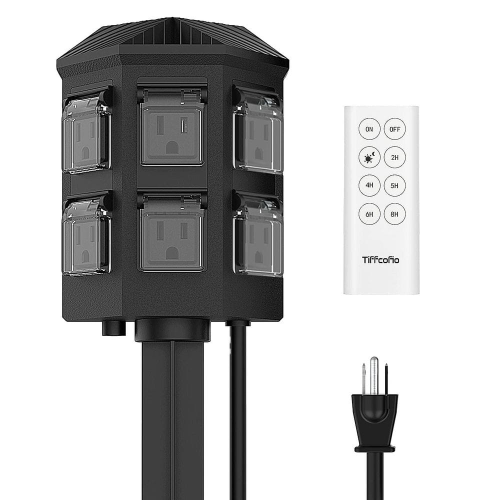 6 ft. 16/3 Braided Extension Cord with 6 Grounded Outlets, 100FT Remote Control, Dusk to Dawn Timer, Waterproof price history on PriceWatchPro