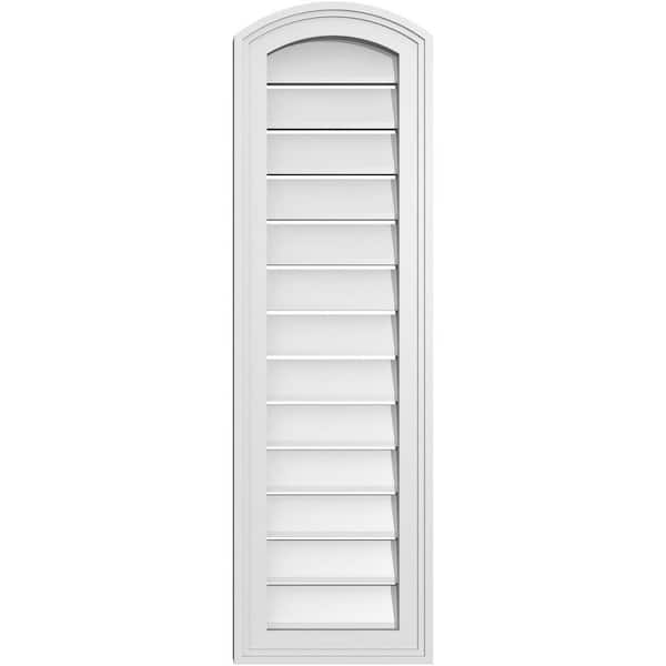Ekena Millwork 12 in. x 38 in. Arch Top Surface Mount PVC Gable Vent: Decorative with Brickmould Frame