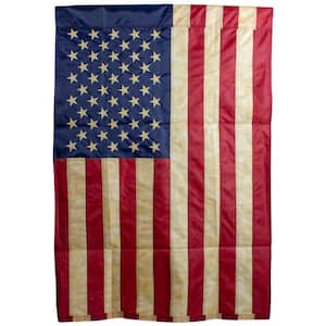 40 in. H x 28 in. W x 1 in. L Embroidered Tea-Stained American House Flag