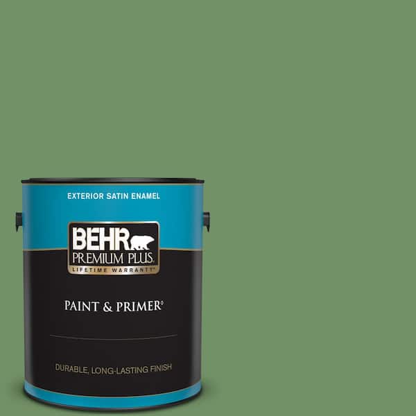 BEHR PREMIUM PLUS 1 gal. #M400-6 Mixed Veggies Satin Enamel Exterior Paint & Primer