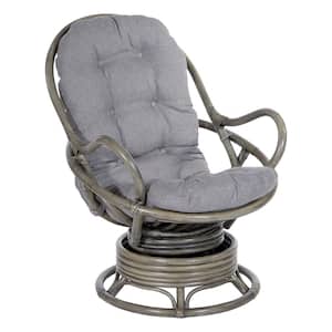 Tahiti Rattan Grey Fabric Swivel Rocker Chair