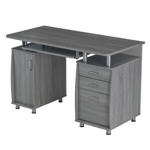 47.5 in. Retangular Gray Wood Writing Workstation Computer Desk for Home Office with Cabinet and Drawers