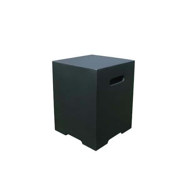 Elementi 15.7 in. x 20 in. Concrete Square Propane Tank Cover with Smooth Surface in Black