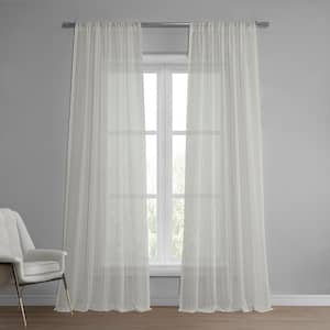 Bordeaux Patterned Faux Linen Sheer Curtain - 50 in. W x 108 in. L Rod Pocket with Hook belt Single Window Panel