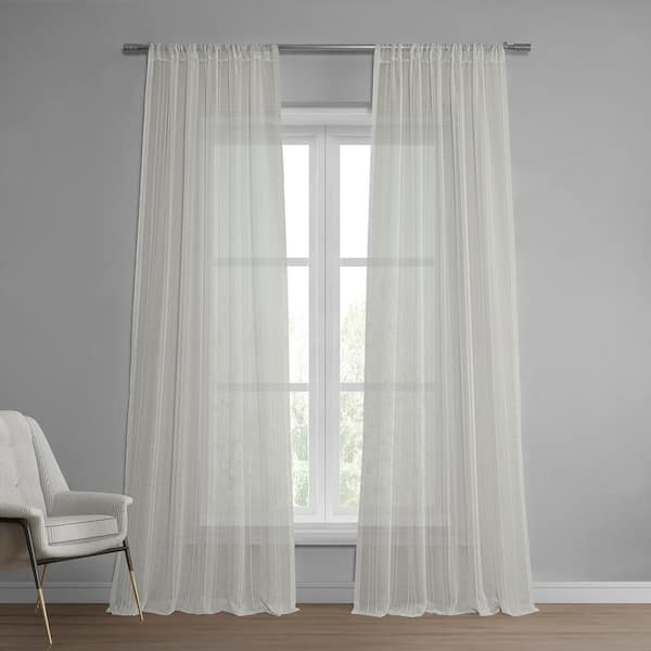 Exclusive Fabrics & Furnishings Bordeaux Patterned Faux Linen Sheer Curtain - 50 in. W x 96 in. L Rod Pocket with Hook belt Single Window Panel