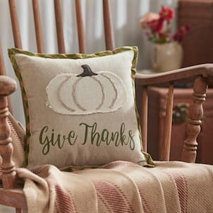 Seasons Crest Light Creme Appliqued 12 in. x 12 in. Harveset Blessings Decorative Throw Pillow