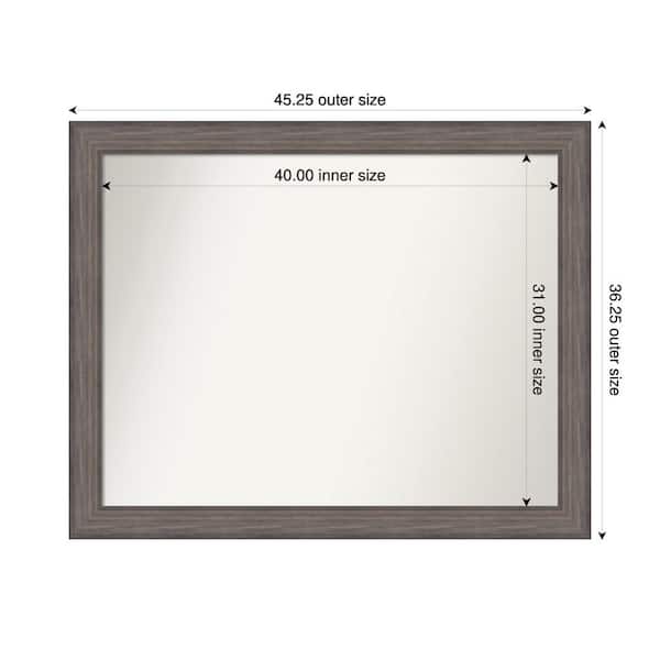 Country Barnwood 45.25 in. W. x 36.25 in. Custom Non-Beveled Wood Framed Bathroom Vanity Wall Mirror