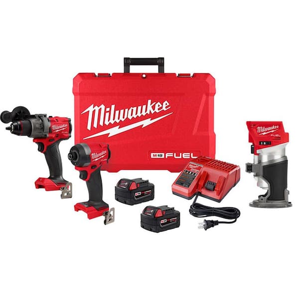 Milwaukee M18 FUEL 18 V Lithium Ion Brushless Cordless Hammer Drill and Impact Driver Combo Kit 2 Tool with Router 3697 22 2723 20 The Home Depot