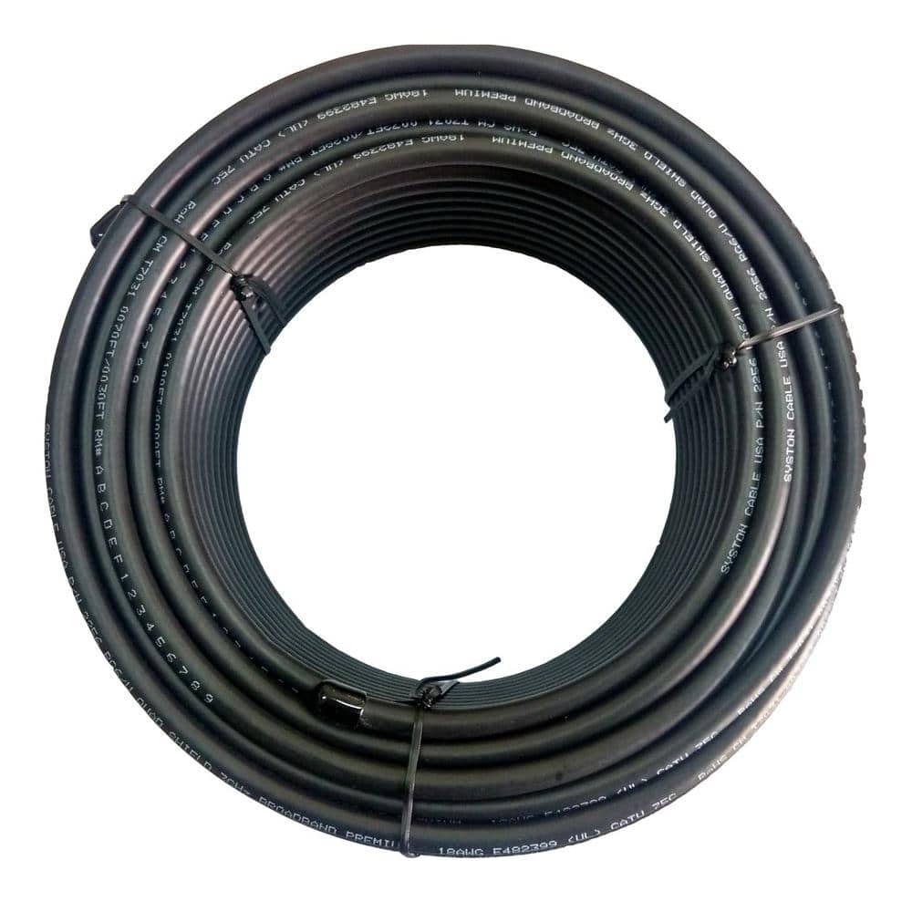 Syston Cable Technology 100 ft. RG6 Quad Shield Black CM Coaxial