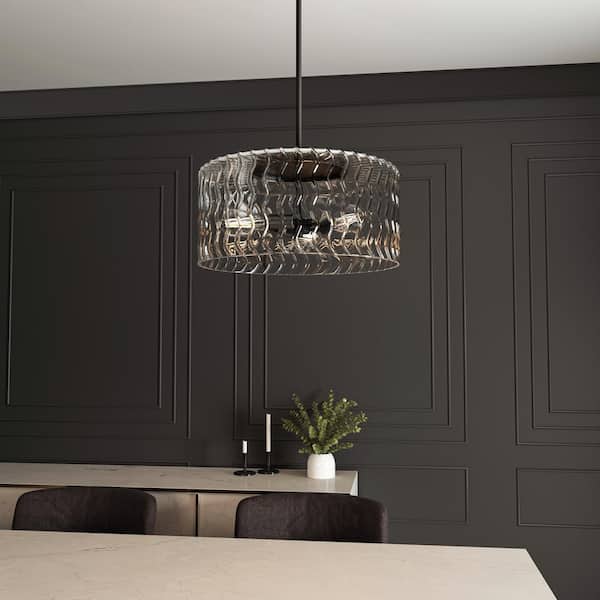 DSI LIGHTING Elara 3-Light Matte Black and Brushed Nickel Pendant