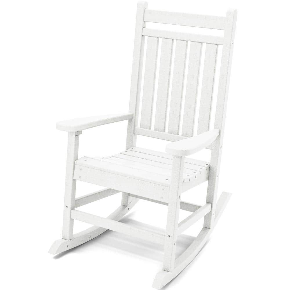 JEAREY Oversized HDPE Resin Outdoor Patio Rocking Plastic Adirondack Chair in White