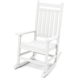 Oversized HDPE Resin Outdoor Patio Rocking Plastic Adirondack Chair in White