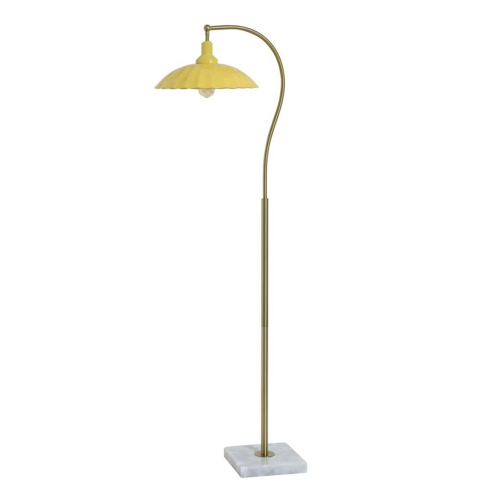 Penelope 61 in. Polished Brass 1-Light Standard Floor Lamp with Yellow Metal Shade price history on PriceWatchPro