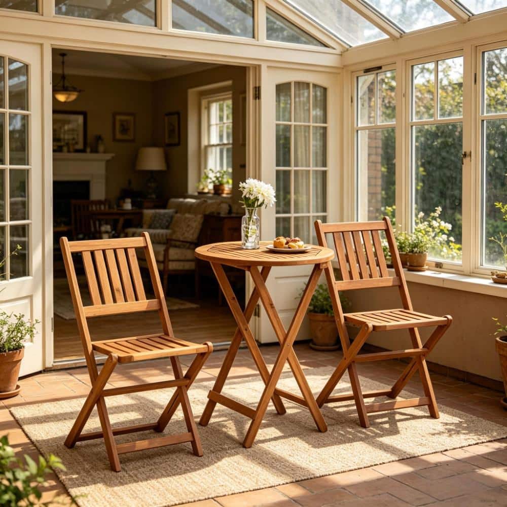3-Piece Wood Foldable Patio Furniture Set price history on PriceWatchPro