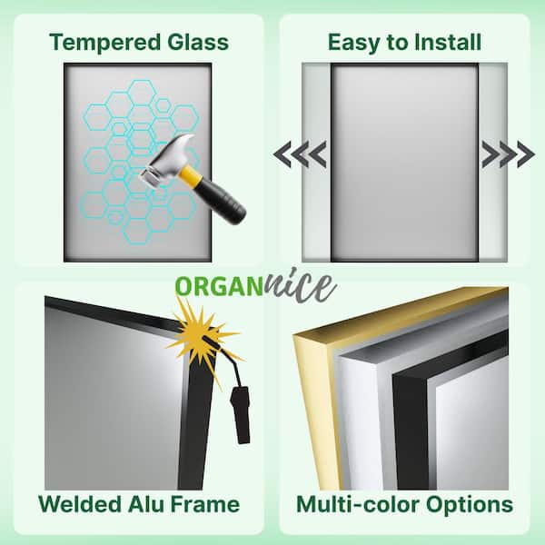 72 in. W x 32 in. H Black Aluminum Rectangular Framed Wall Bathroom Vanity Wall Mount Mirror