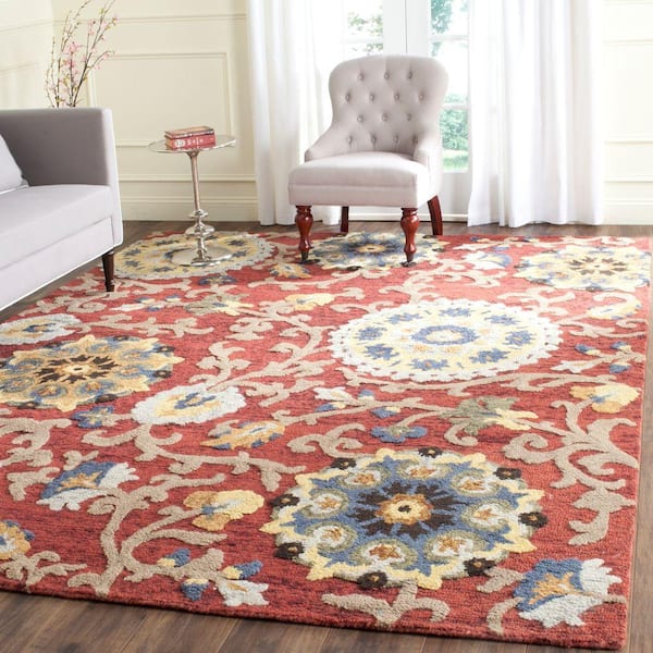 Blossom Red/Multi 8 ft. x 10 ft. Bohemian Floral Area Rug