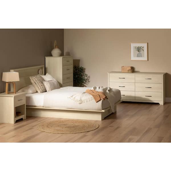 South Shore Fusion Bleached Oak 21.75 in. 1-Drawer Nightstand