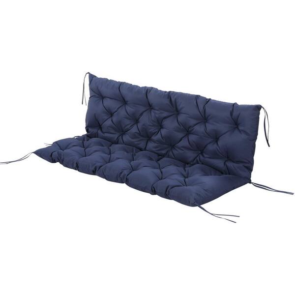 3-Seater Replacement Rectangular Outdoor Tufted Bench Cushion in Dark Blue for Swing Chair, Patio Sofa/Couch