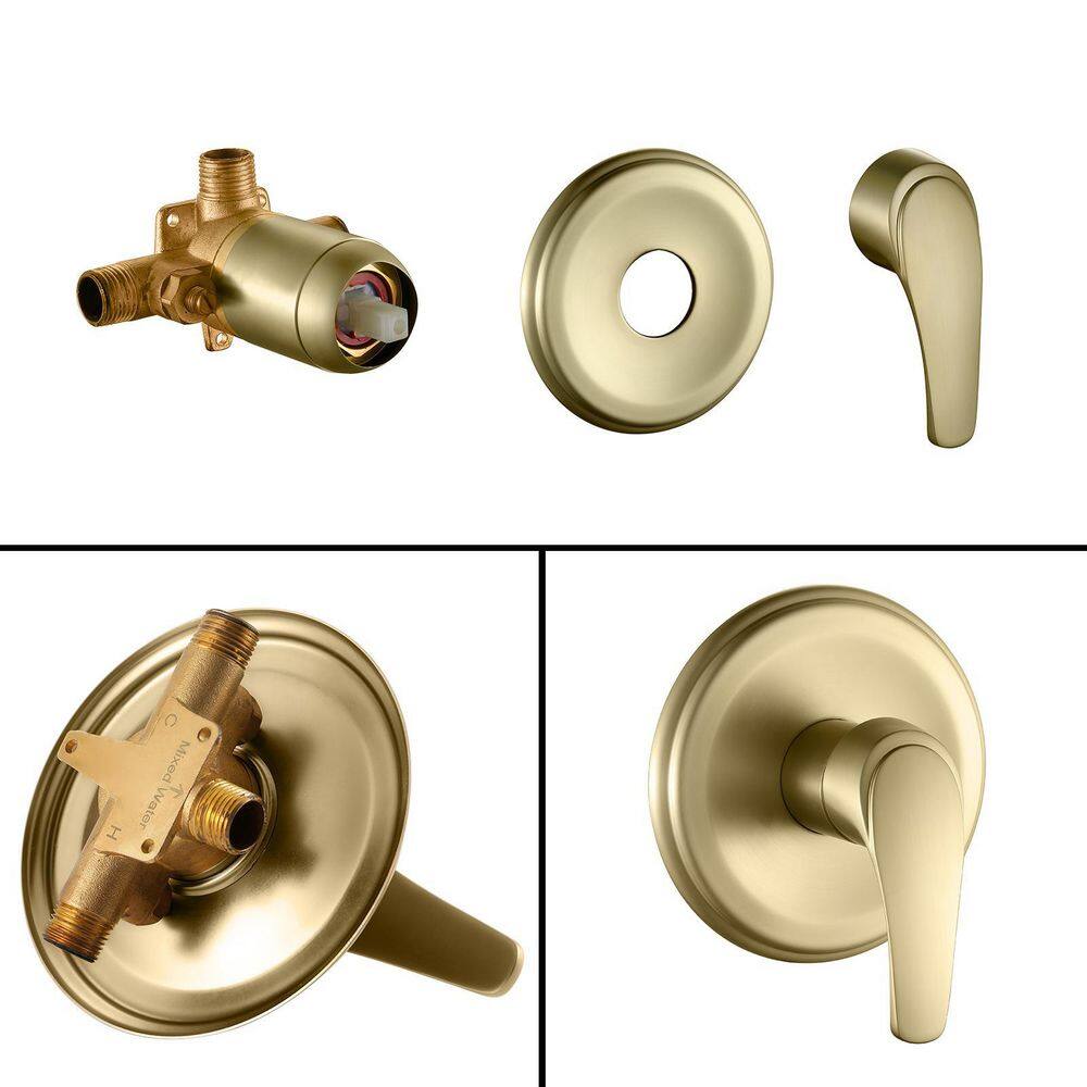 Brushed Gold Wall Mounted Rain Shower Faucet Set