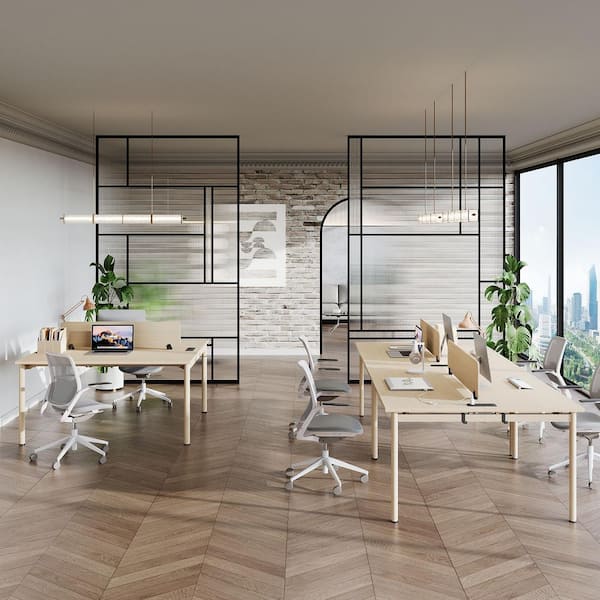 BYBLIGHT Moronia 2 Person Desk with Partition, Square