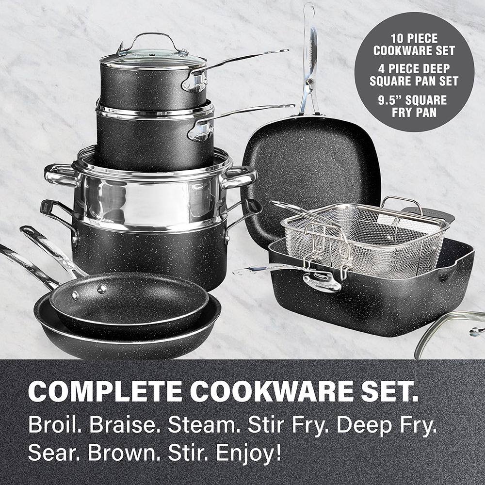 Granitestone 20-Piece Black Nonstick Aluminum Cookware and Bakeware Set