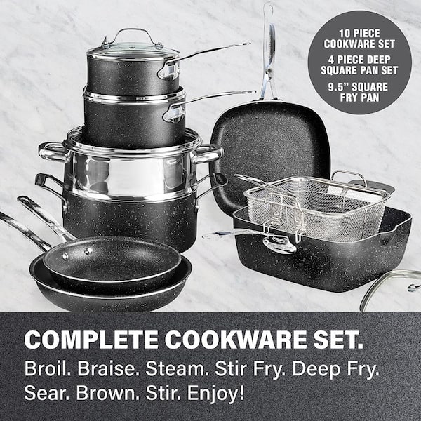 Granitestone Blue 20-Pc Nonstick Pots and Pans Complete Cookware Set