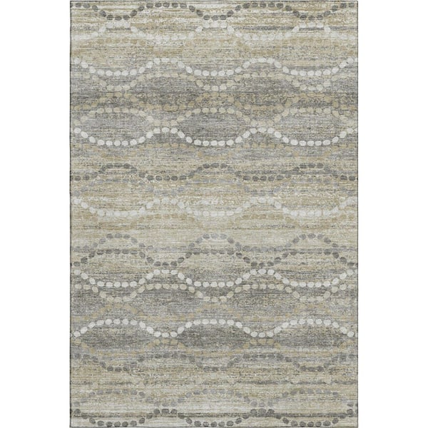 Mayfield Premium Machine Washable Abstract AMF2030 Pewter 3 ft. x 5 ft. Area Rug