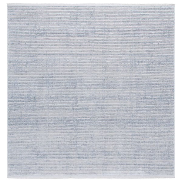 SAFAVIEH Whisper 7 ft. x 7 ft. Blue/Gray Solid Striped Square Area Rug