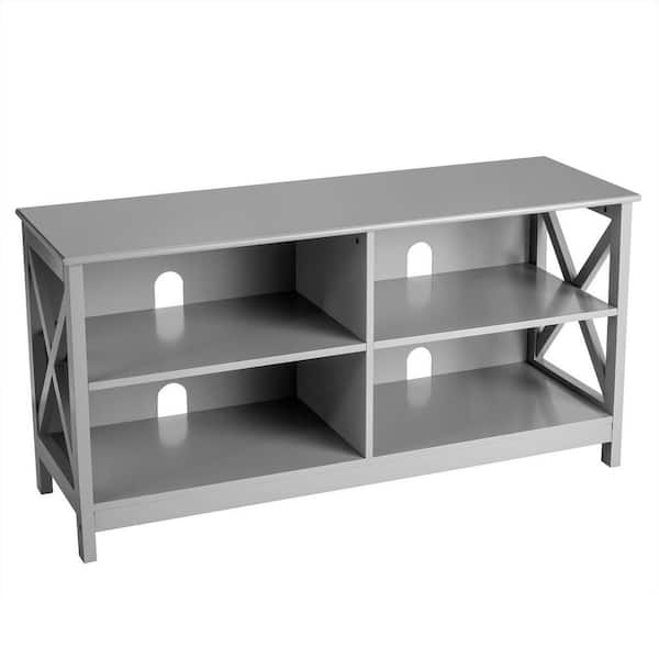 FORCLOVER 47 in. Gray TV Stand Fits TV's up to 55 in. with Open Shelves