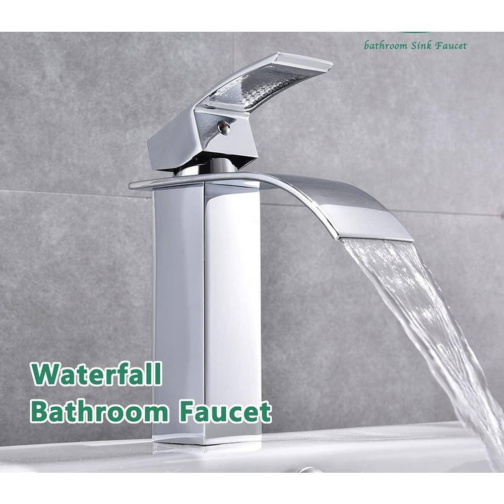 Chrome Modern Single Handle Waterfall Bathroom Faucet