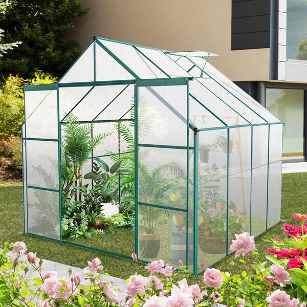 96 in. x 96 in. Aluminum Greenhouse Kit with Double Sliding Doors